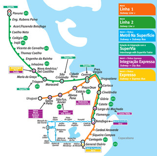 Cartina della rete metropolitana MetrôRio di Rio de Janeiro